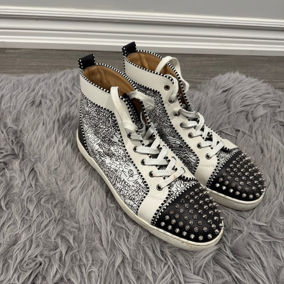 Christian Louboutin Men's Orlato High Top Spike Sneakers - Picture 1 of 8